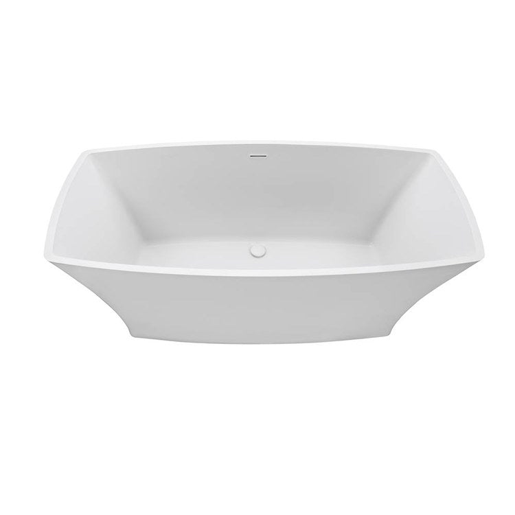 Soaking Tub Marcel 65.5 x 31 Inch Freestanding Rear Center Drain White Gloss Mineral Composite
