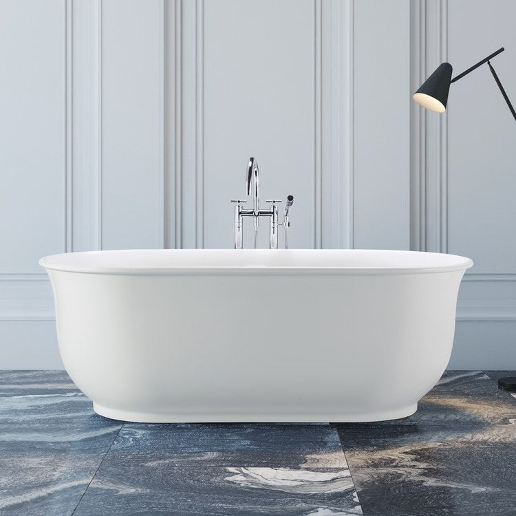 Air Tub Hamilton 58 x 31 Inch Freestanding Rear Center Drain White Gloss Oval - Image 1