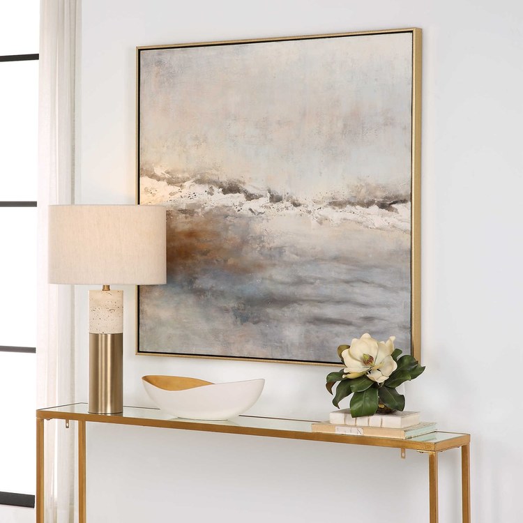 Wall Art Framed Print Storm Clouds 43 x 43 Inch Gold Frame Canvas - Image 3