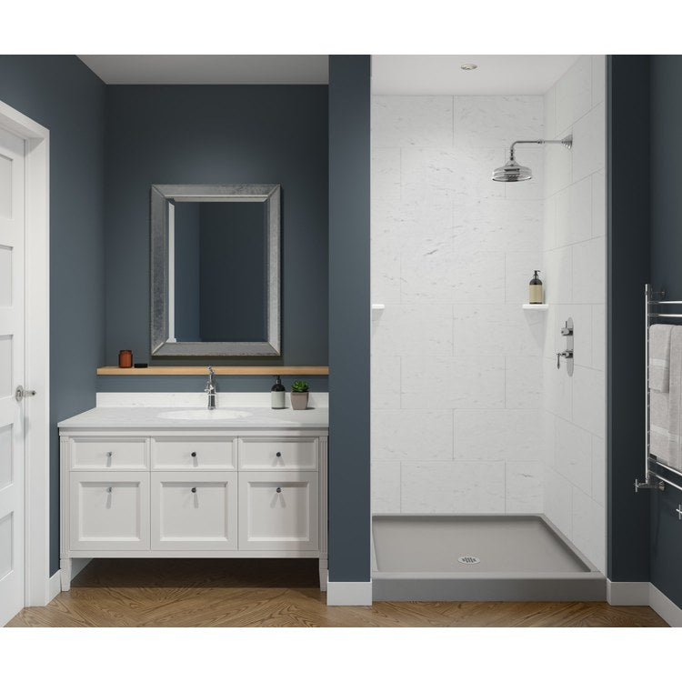 Shower Wall Kit Traditional Subway Tile Glue Up 32 x 62 x 84 Inch Carrara Swanstone - Image 3