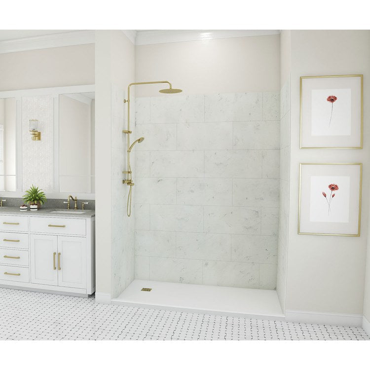 Shower Wall Kit Traditional Subway Tile Glue Up 32 x 62 x 84 Inch Carrara Swanstone - Image 1