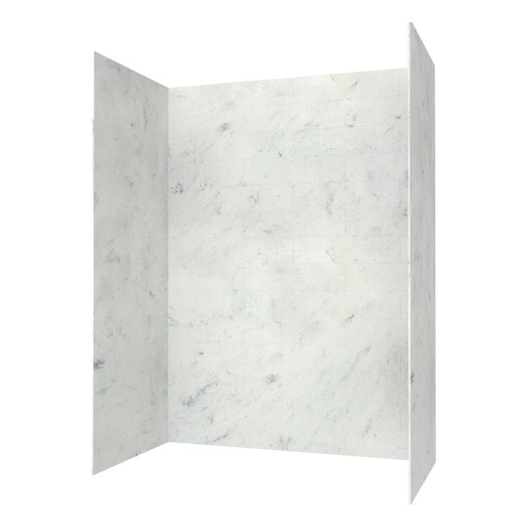 Shower Wall Kit 3 Piece Modern Subway Tile 32 x 62 x 84 Inch Carrara Swanstone - Image 2