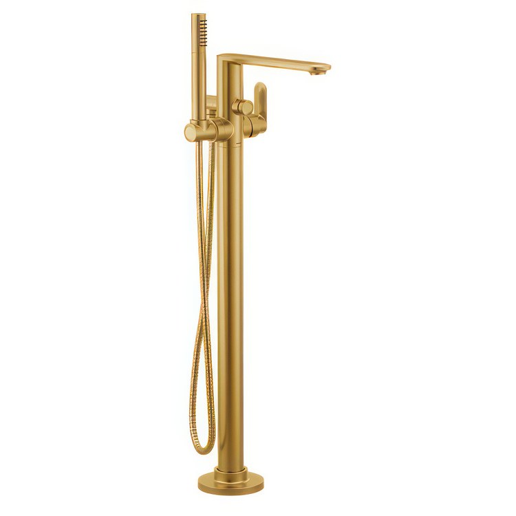 Tub Filler Greenfield Floor Mount 1 Lever WaterSense ADA Brushed Gold 6.0 Gallons per Minute - Image 1