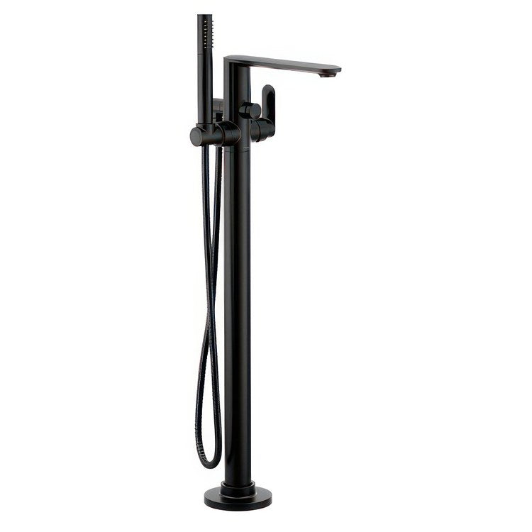 Tub Filler Greenfield Floor Mount 1 Lever WaterSense ADA Matte Black 6.0 Gallons per Minute - Image 1