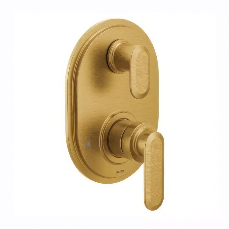 Transfer Valve Trim Greenfield with Integrated Diverter 2 Lever Brushed Gold ADA - Image 1