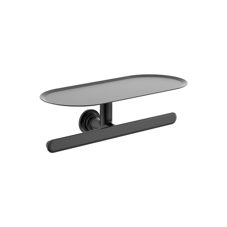 Toilet Paper Holder Greenfield Double Roller with Shelf Matte Black Zinc 12-1/4 Inch - Image 1