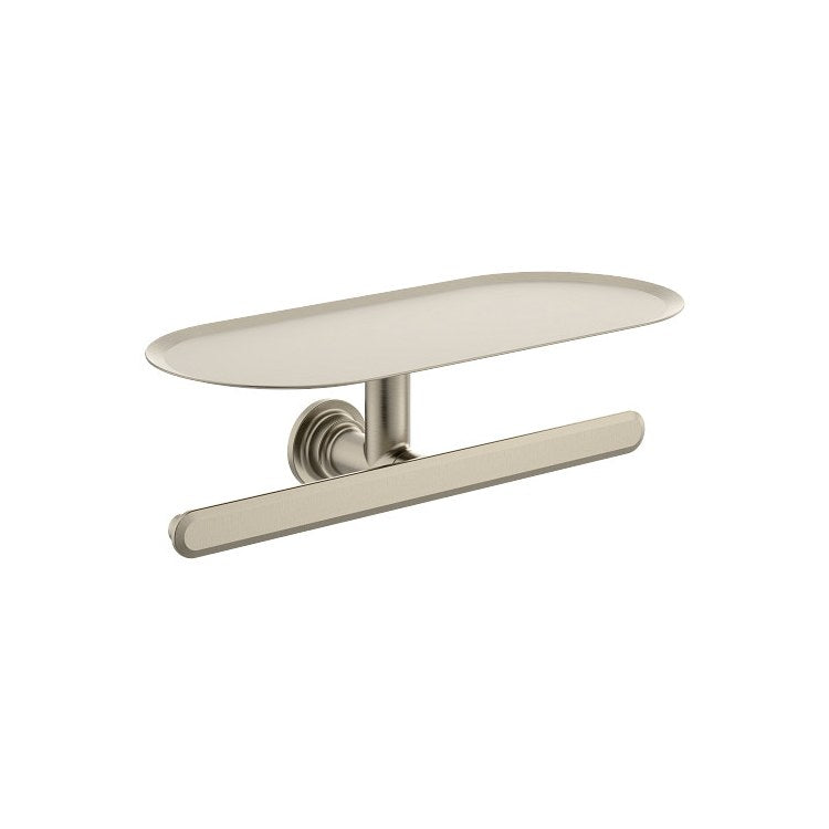 Toilet Paper Holder Greenfield Double Roller with Shelf Brushed Nickel Zinc 12-1/4 Inch - Image 1
