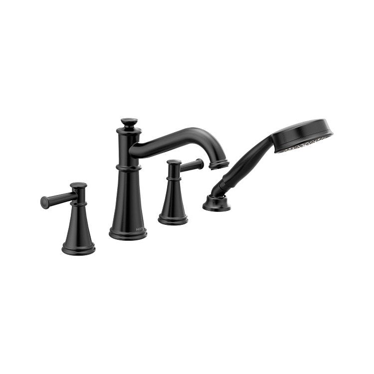 Roman Tub Filler Belfield with Handshower 10 Inch Spread 2 Lever WaterSense ADA Matte Black