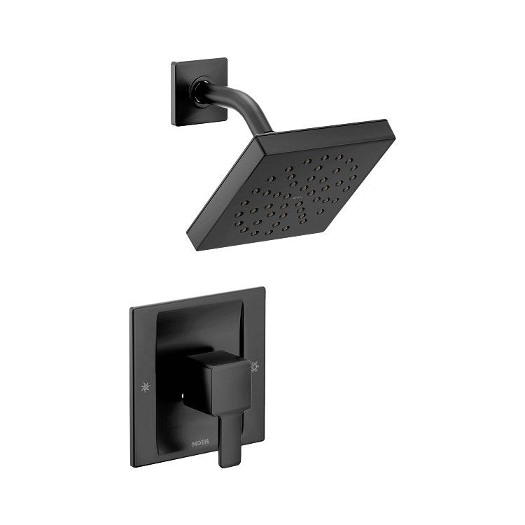 Shower Trim 90 Degree Posi-Temp Eco-Performance 1 Lever Matte Black ADA 1.75 Gallons per Minute 1 Function Square Rainshower for Valve 62300 and 2500 - Image 1