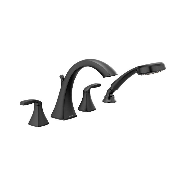 Roman Tub Filler Voss with Diverter 10 Inch Spread 2 Lever WaterSense ADA Matte Black - Image 1