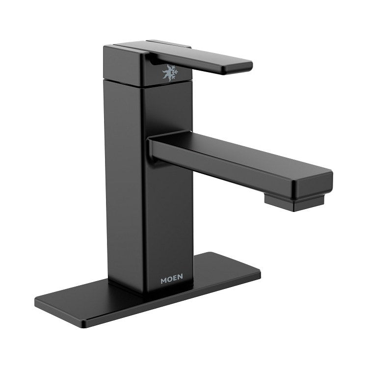 Lavatory Faucet 90 Degree 1 Lever ADA WaterSense Matte Black 1.2 Gallons per Minute Low Arc Square Pop-Up Assembly 1 Hole - Image 2