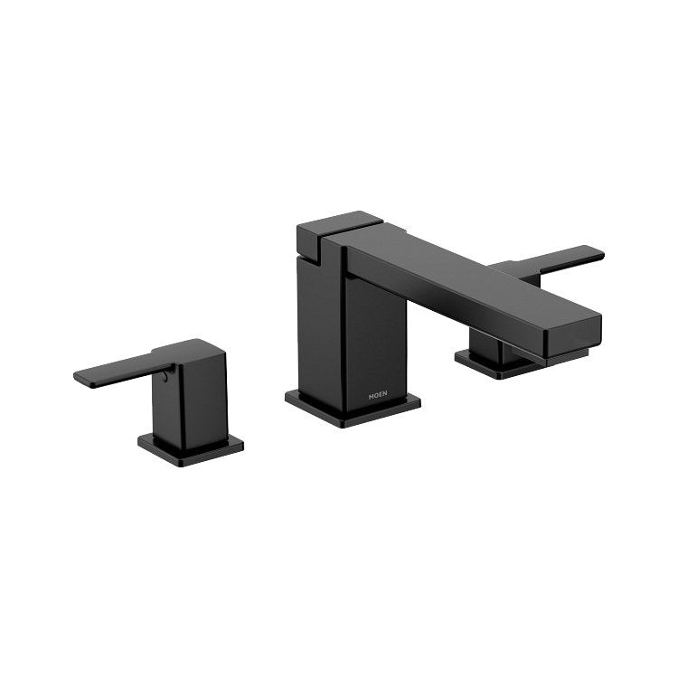 Roman Tub Filler 90 Degree 10 Inch Spread 2 Lever ADA Matte Black - Image 1