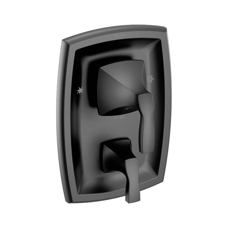Pressure Balance Valve Trim Voss Posi-Temp with Built In 3 Function Transfer 2 Lever Matte Black ADA - Image 1