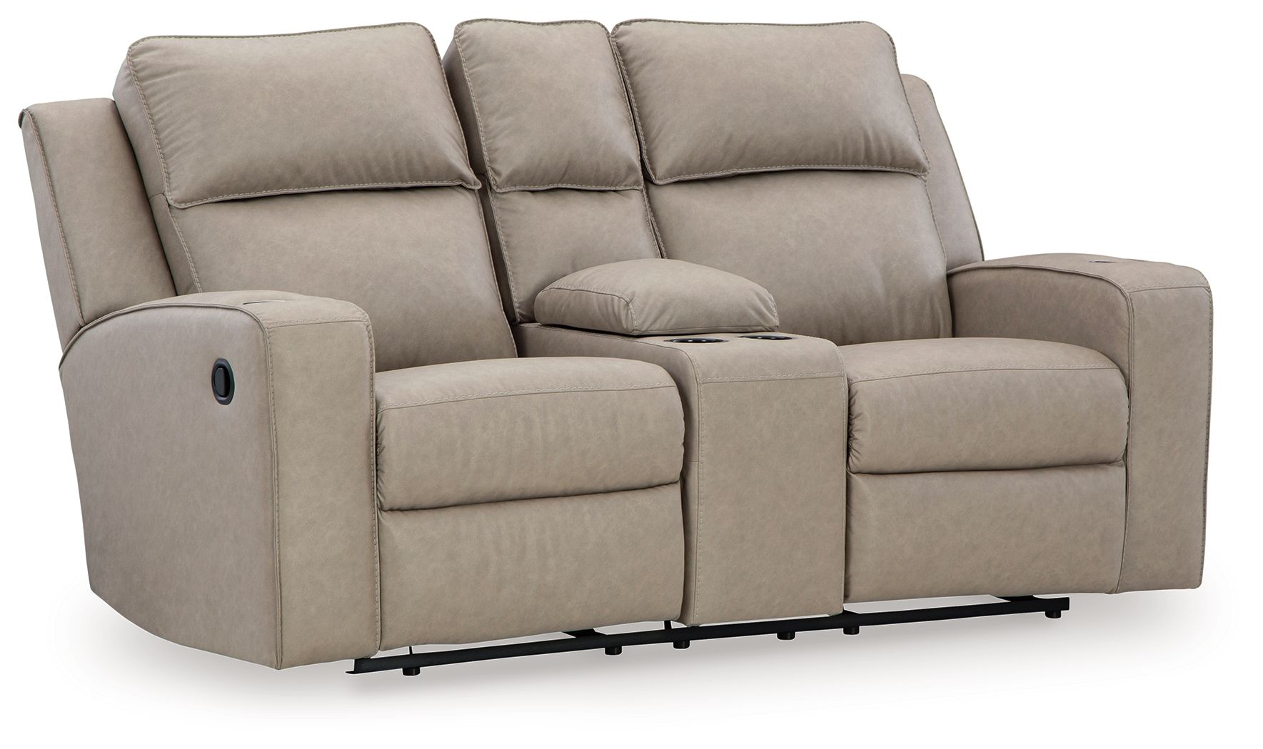 Lavenhorne – Dbl Reclining Loveseat W/Console – Faux Leather – Pebble