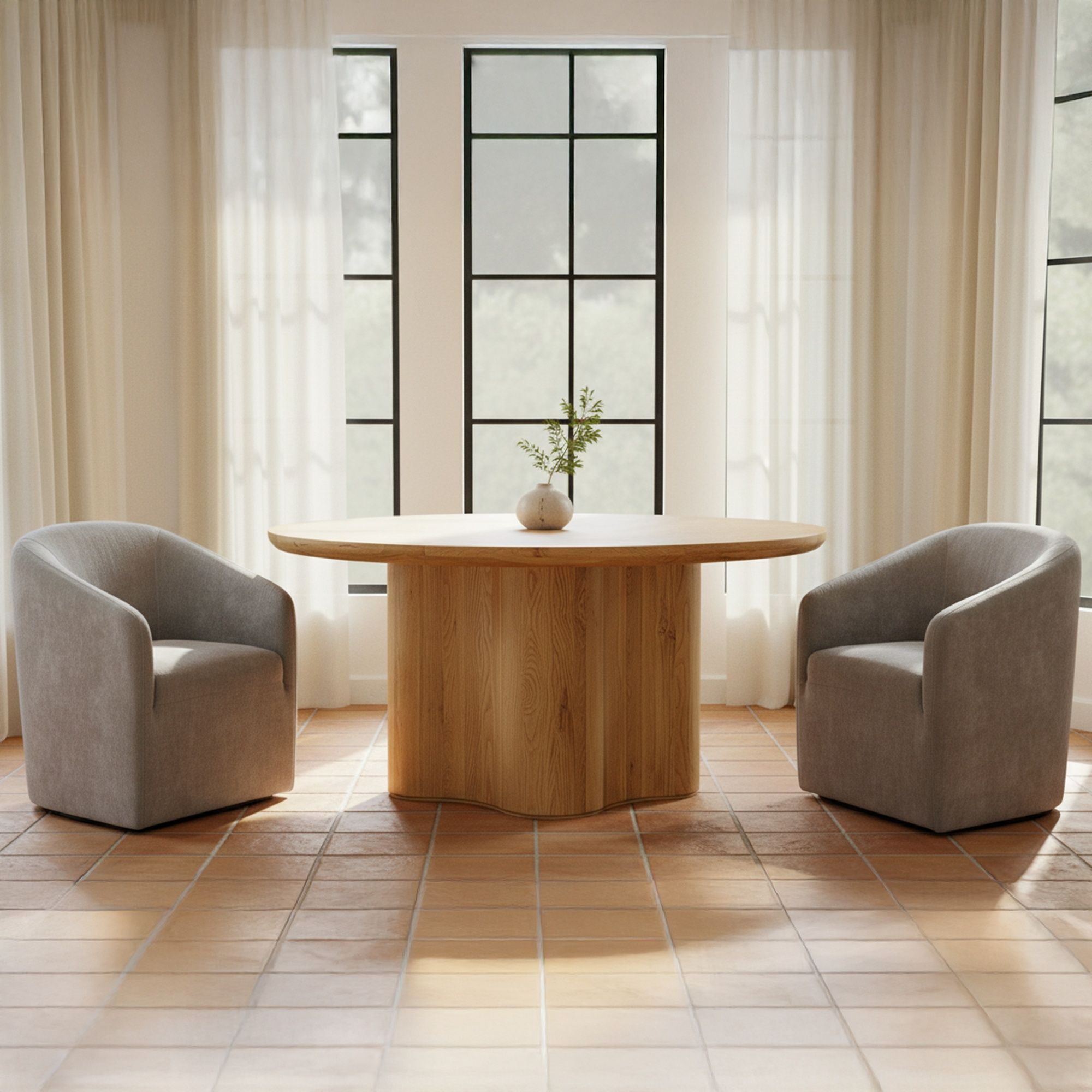 Sandy - Rolling Dining Chair - Taupe - Image 2