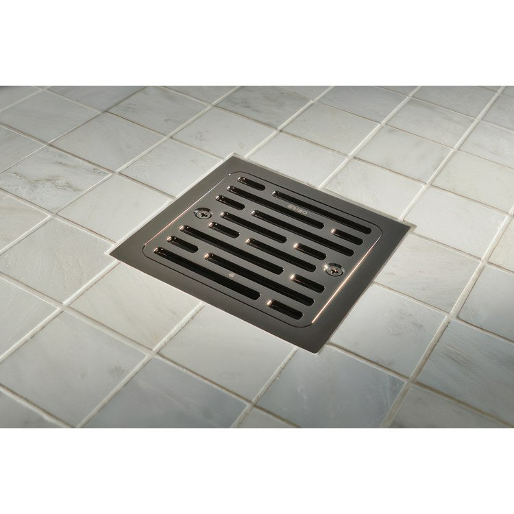 Shower Drain Tile-In Square 4 Inch Brilliance Black Onyx PVC/Brass - Image 2