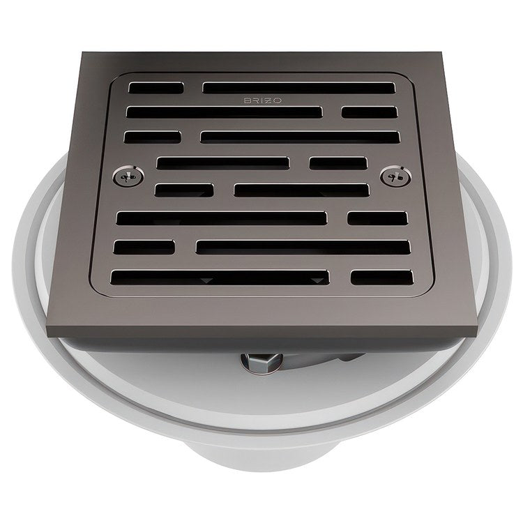 Shower Drain Tile-In Square 4 Inch Brilliance Black Onyx PVC/Brass