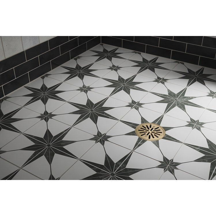 Shower Drain Tile-In Round 4 Inch Brilliance Luxe Gold PVC/Brass - Image 2