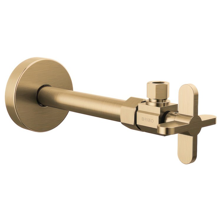 Stop Valve Odin Angled Brass 3/8 Inch Cross Luxe Gold 6-3/8 Inch