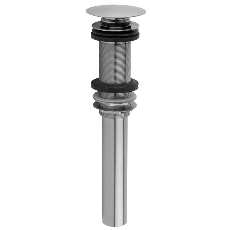Lavatory Drain Finger Touch Round Less Overflow 1-1/2 Inch Polished Chrome for Standard Pop-Ups and P.P. Plugs with Rubber Stoppers Ideal for Vessel Sinks/Thick Installations 11 Inch Length - Image 1