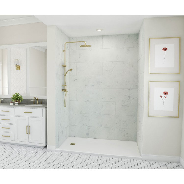 Shower Wall Kit Traditional Subway Tile Glue Up 36 x 62 x 96 Inch Carrara Swanstone - Image 1