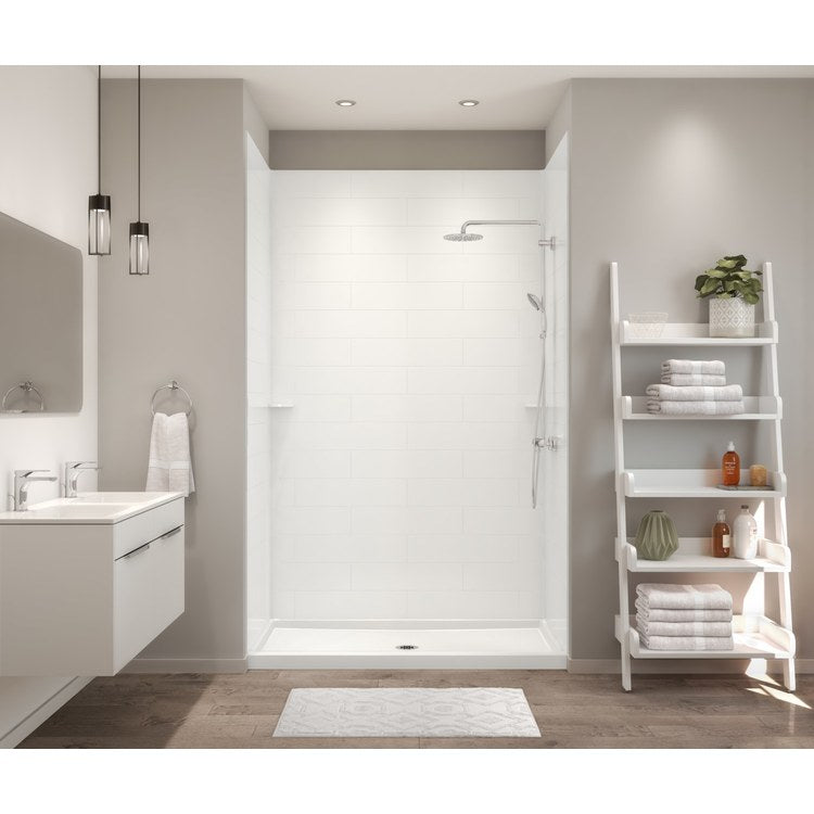 Shower Wall Kit Modern Subway Tile Glue Up 36 x 62 x 96 Inch White Swanstone - Image 3
