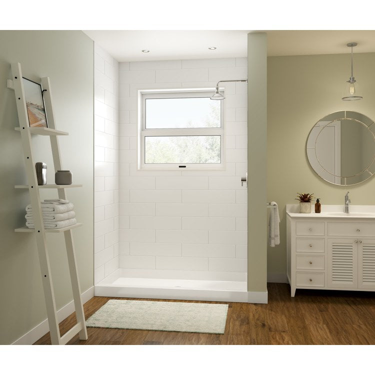 Shower Wall Kit Modern Subway Tile Glue Up 36 x 62 x 96 Inch White Swanstone - Image 1