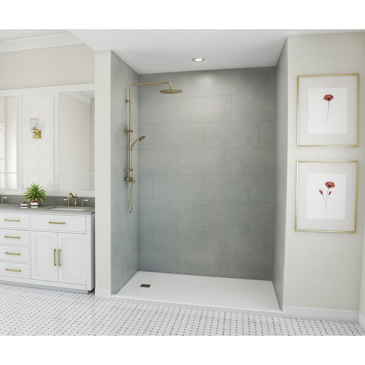 Shower Wall Kit Traditional Subway Tile Glue Up 36 x 62 x 96 Inch Ash Gray Swanstone - Image 1