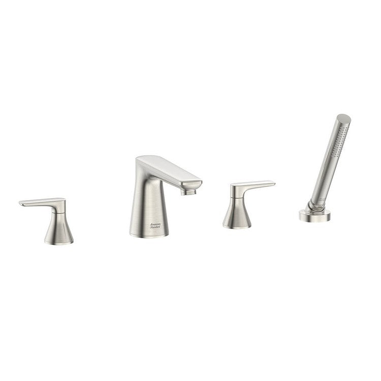 Roman Tub Filler Aspirations Mini-Widespread Deck Mount 2 Lever ADA Fixed Spout Brushed Nickel - Image 2