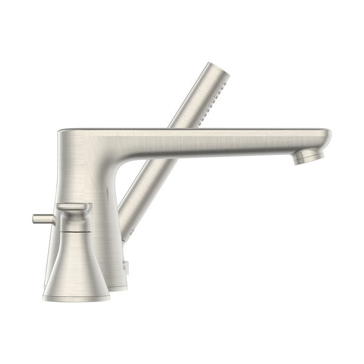 Roman Tub Filler Aspirations Mini-Widespread Deck Mount 2 Lever ADA Fixed Spout Brushed Nickel - Image 3