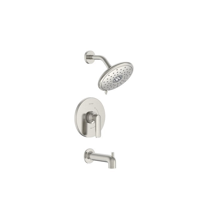 Tub and Shower Trim Aspirations 1 Lever Brushed Nickel WaterSense ADA Includes 1.8 GPM Single Function Shower Head/Double Ceramic Disks Pressure Balance Cartridge Brass - Image 1
