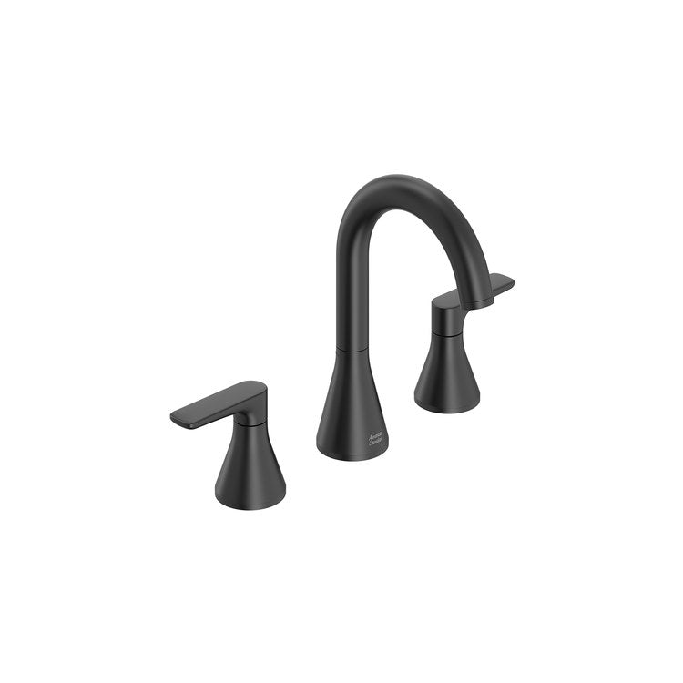 Lavatory Faucet Aspirations Widespread 8 Inch Spread 2 Lever ADA CALGreen/CEC/WaterSense Matte Black 1.2 Gallons per Minute Deck Fixed Pop-Up 3 Hole