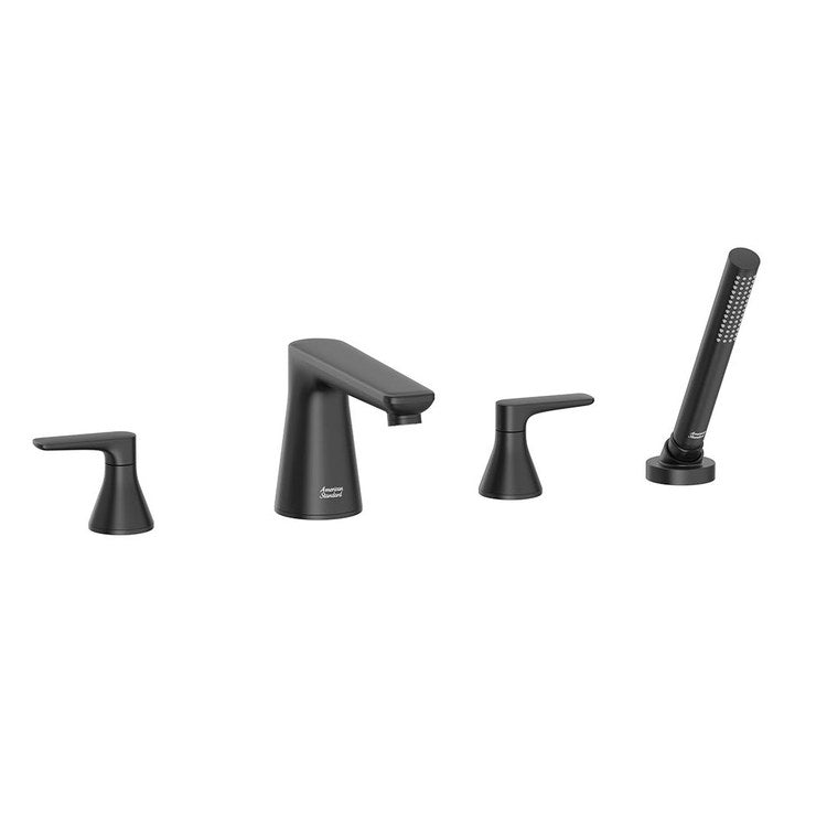 Roman Tub Filler Aspirations Mini-Widespread Deck Mount 2 Lever ADA Fixed Spout Matte Black - Image 2