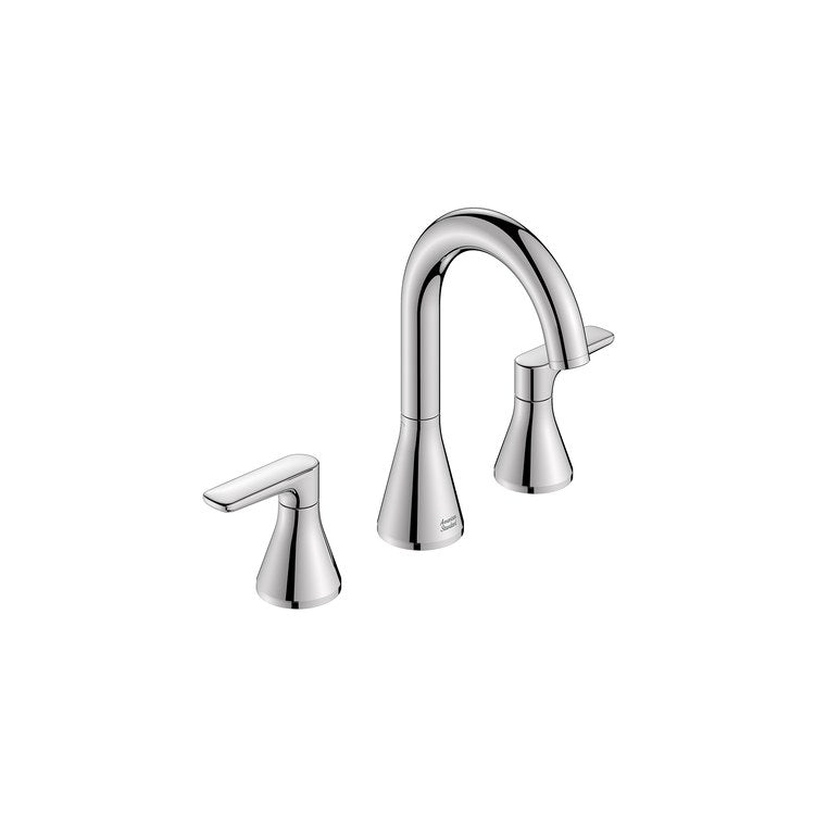 Lavatory Faucet Aspirations Widespread 8 Inch Spread 2 Lever ADA CALGreen/CEC/WaterSense Chrome 1.2 Gallons per Minute Deck Fixed Pop-Up 3 Hole