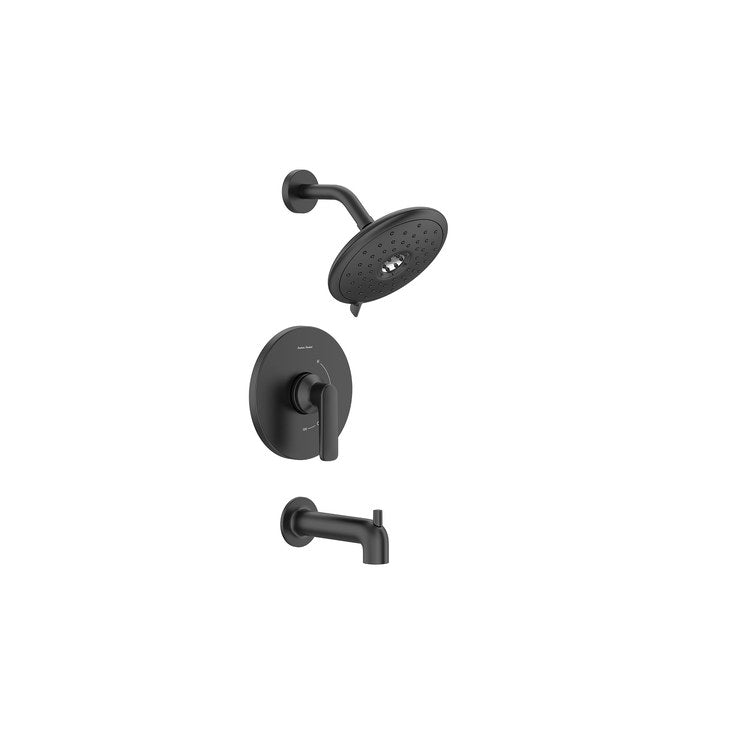 Tub and Shower Trim Aspirations 1 Lever Matte Black WaterSense ADA Includes 1.8 GPM Single Function Shower Head/Double Ceramic Disks Pressure Balance Cartridge Brass - Image 1