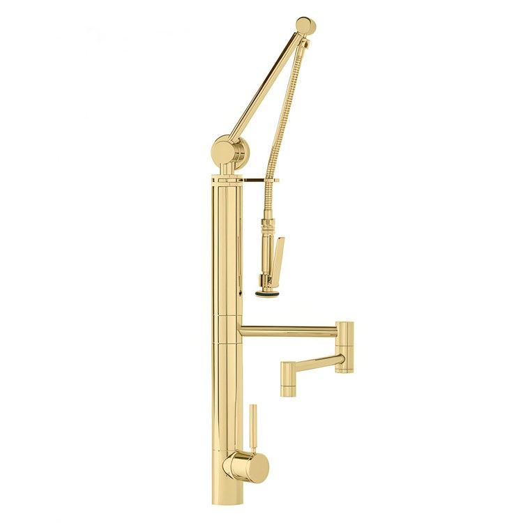 Kitchen Faucet Contemporary Gantry 1 Lever CALGreen Unlacquered Polished Brass 1.75 Gallons per Minute - Image 1