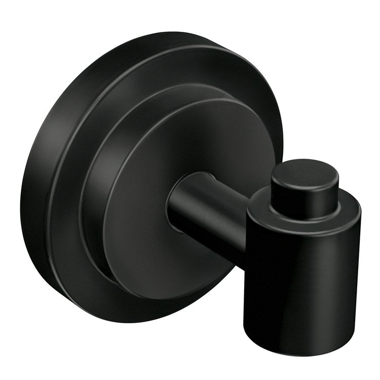 Robe Hook Iso Single Matte Black 2 Inch 2-1/4 Inch Wall Mount Zinc - Image 1
