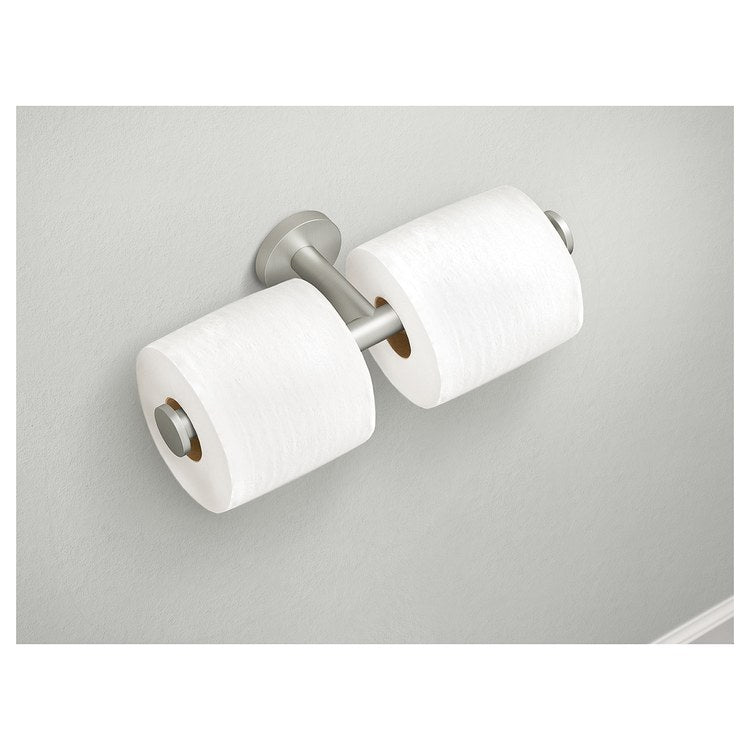 Toilet Paper Holder Arlys Double Post Brushed Nickel Zinc 11 Inch 2-3/4 Inch Wall - Image 2
