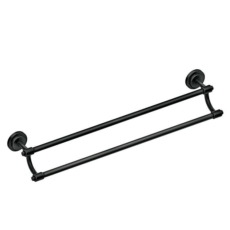 Towel Bar Iso 24 Inch Double Matte Black Zinc/Aluminum - Image 1