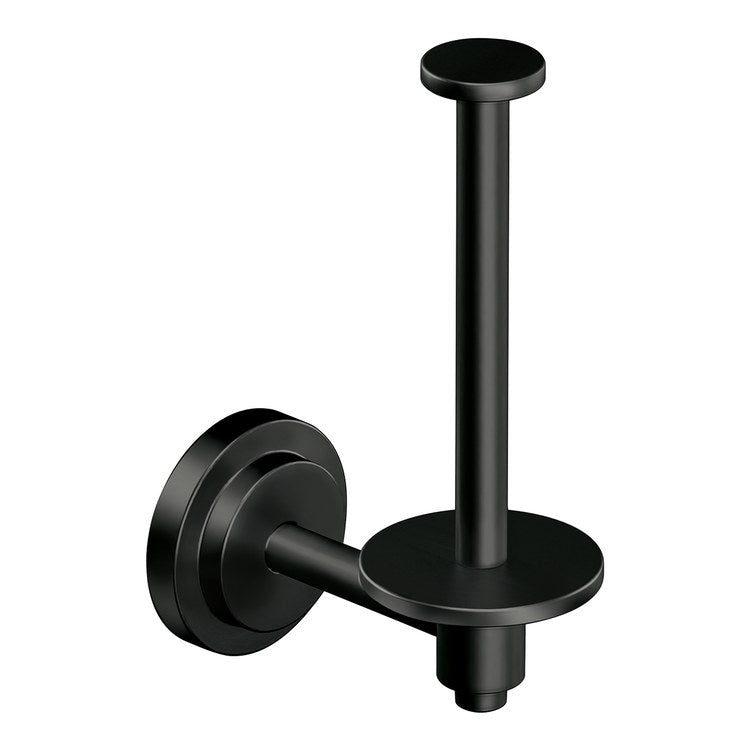 Toilet Paper Holder Iso Open Single Post Matte Black Zinc 7-1/8 Inch 4-1/2 Inch Wall Mount - Image 1