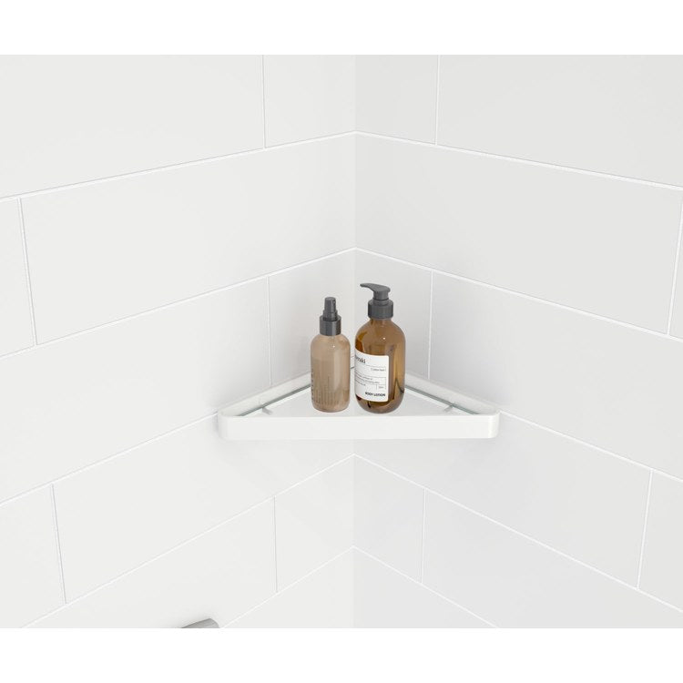 Shelf Corner White Metal/Glass 9-5/8 Inch - Image 1