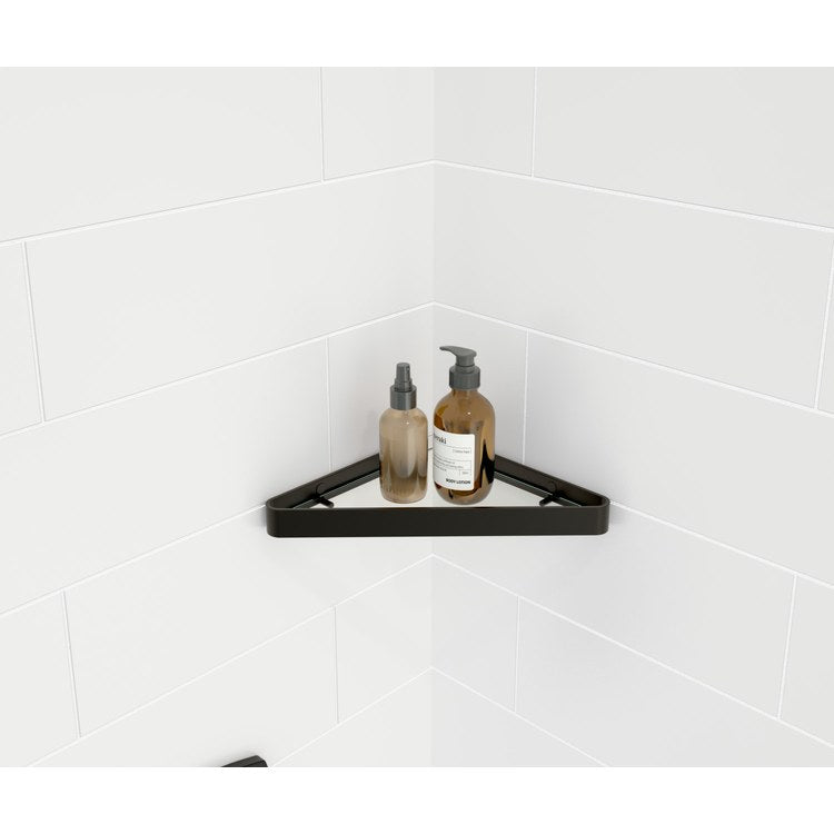 Shelf Corner Black Metal/Glass 9-5/8 Inch - Image 1