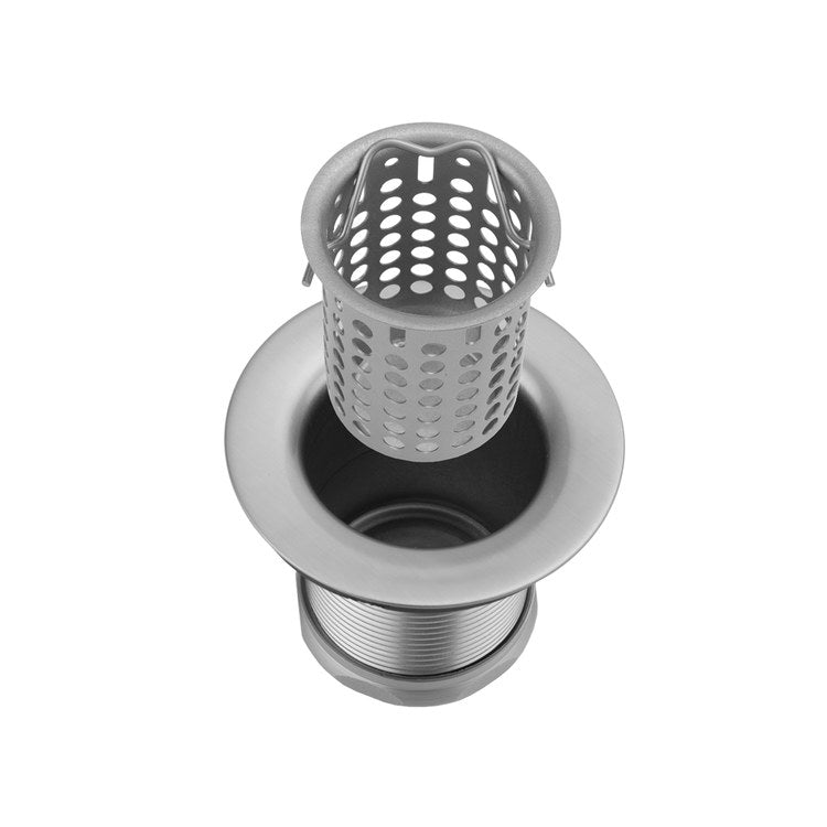 Bar Sink Strainer Deep Cup 2-7/8 Inch Satin Nickel Brass