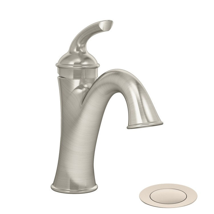 Lavatory Faucet Elm 1 Lever ADA WaterSense Satin Nickel 1.0 Gallons per Minute Deck Push Pop-Up - Image 1