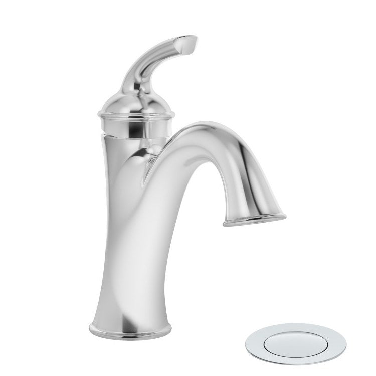 Lavatory Faucet Elm 1 Lever ADA WaterSense Polished Chrome 1.0 Gallons per Minute Deck Push Pop-Up - Image 1