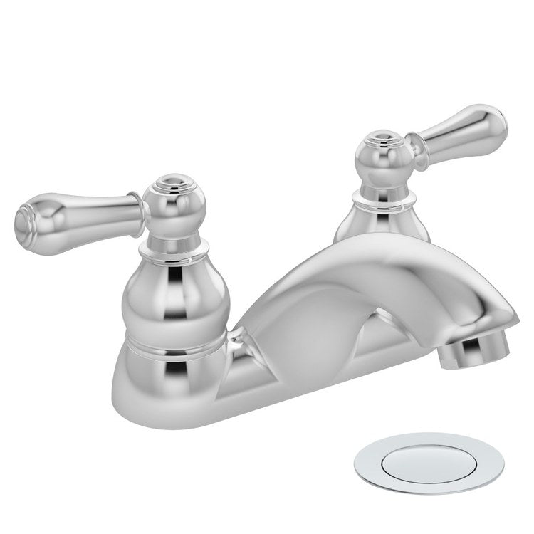 Lavatory Faucet Allure Centerset 4 Inch Spread 2 Lever ADA WaterSense Polished Chrome 1.0 Gallons per Minute Deck 3 Hole