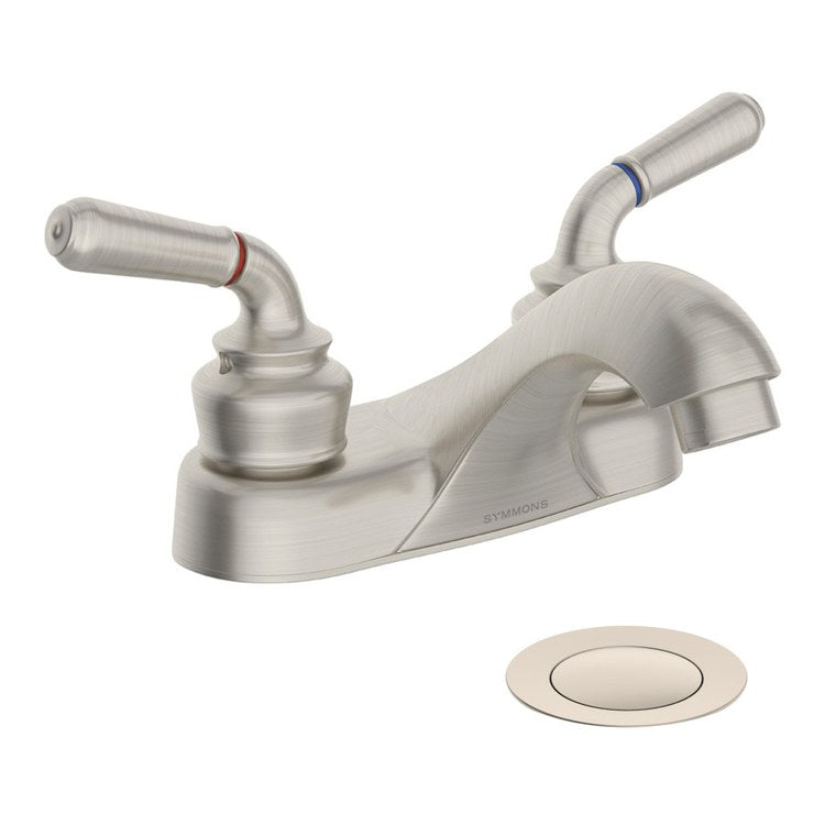 Lavatory Faucet Origins Centerset 4 Inch Spread 2 Lever ADA WaterSense Satin Nickel 1.0 Gallons per Minute Deck 3 Hole - Image 1