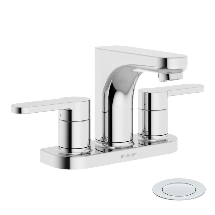 Lavatory Faucet Identity Centerset 4 Inch Spread 2 Lever ADA Polished Chrome 1.0 Gallons per Minute Deck Push Pop-Up 3 Hole