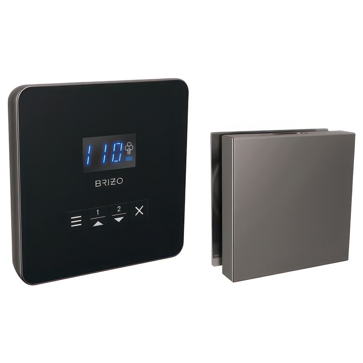 Steam Kit Mystix Lumicoat Black Onyx Elemental with Square Steam Control & Square Steam Head 2 User Presets Selectable RapidMist Patented Dual Sensor Technology - Image 1