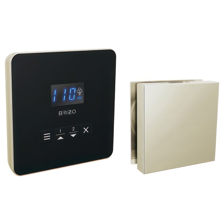 Steam Kit Mystix Lumicoat Polished Nickel Elemental with Square Steam Control & Square Steam Head 2 User Presets Selectable RapidMist Patented Dual Sensor Technology - Image 1